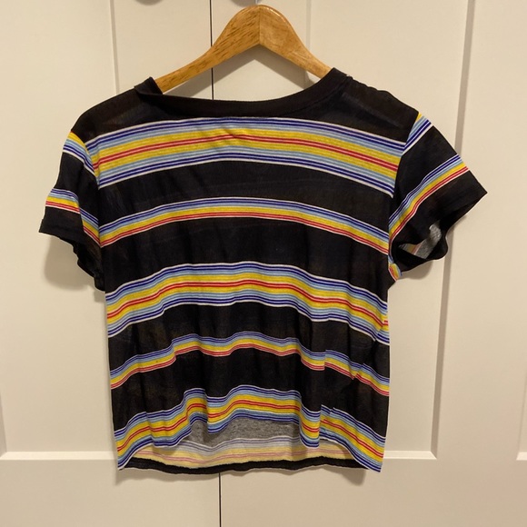 Urban Outfitters Tops - Urban Outfitters black/ rainbow striped crop top